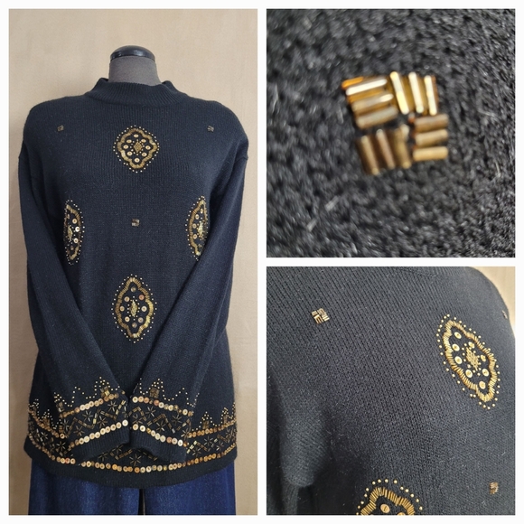 Vintage Beaded Sweater / L - Picture 7 of 10